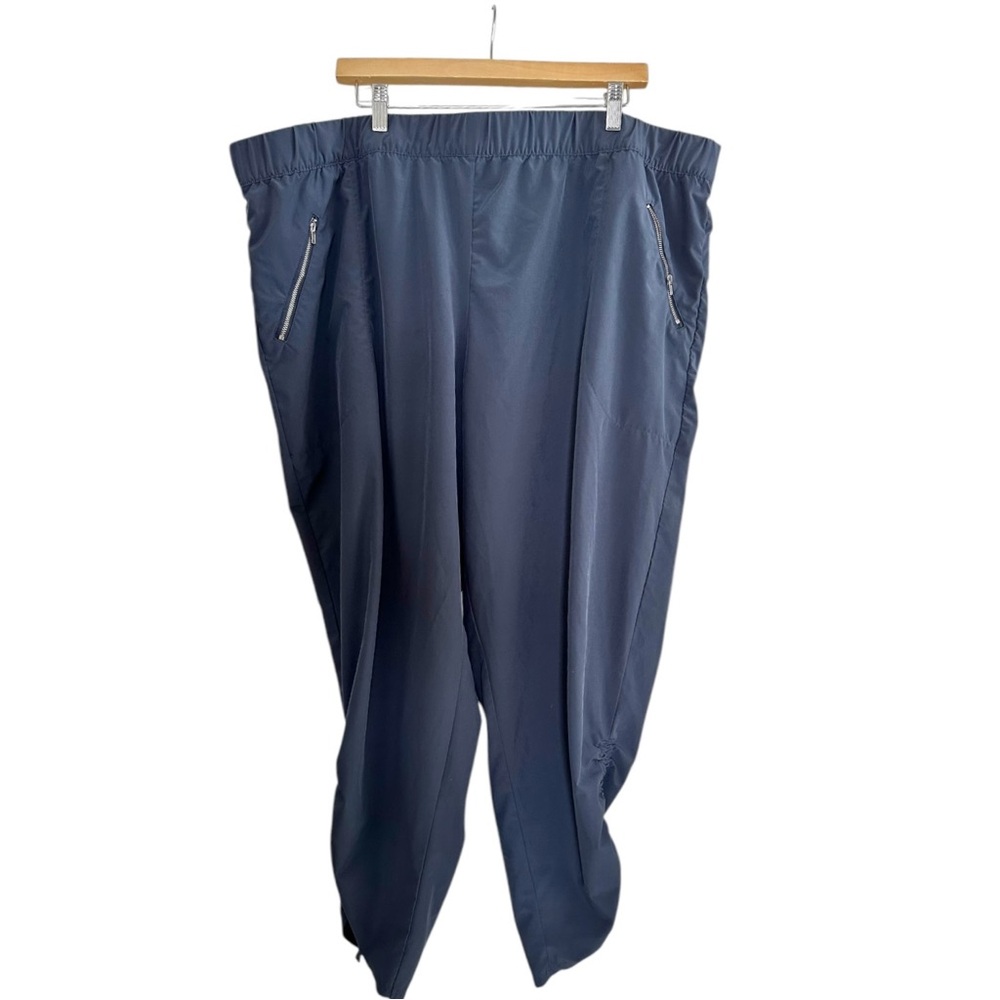 Peace & Pearl Navy Jogger Pants Elastic Waist Zipper Pockets Ruched Ankle 3X
